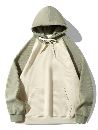Adam | Paneled Corduroy Raglan Sleeves Hoodie