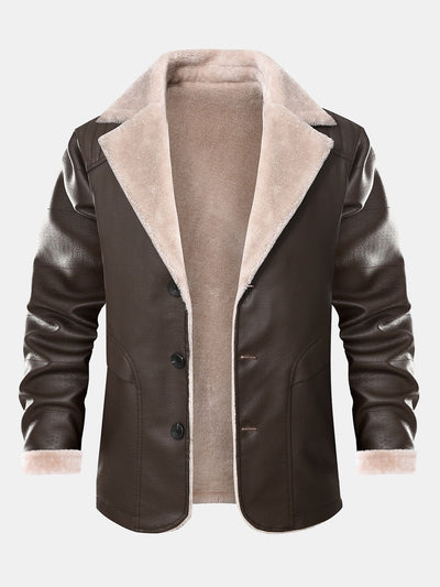 Alfonso | Faux Fur Lined PU Leather Blazer