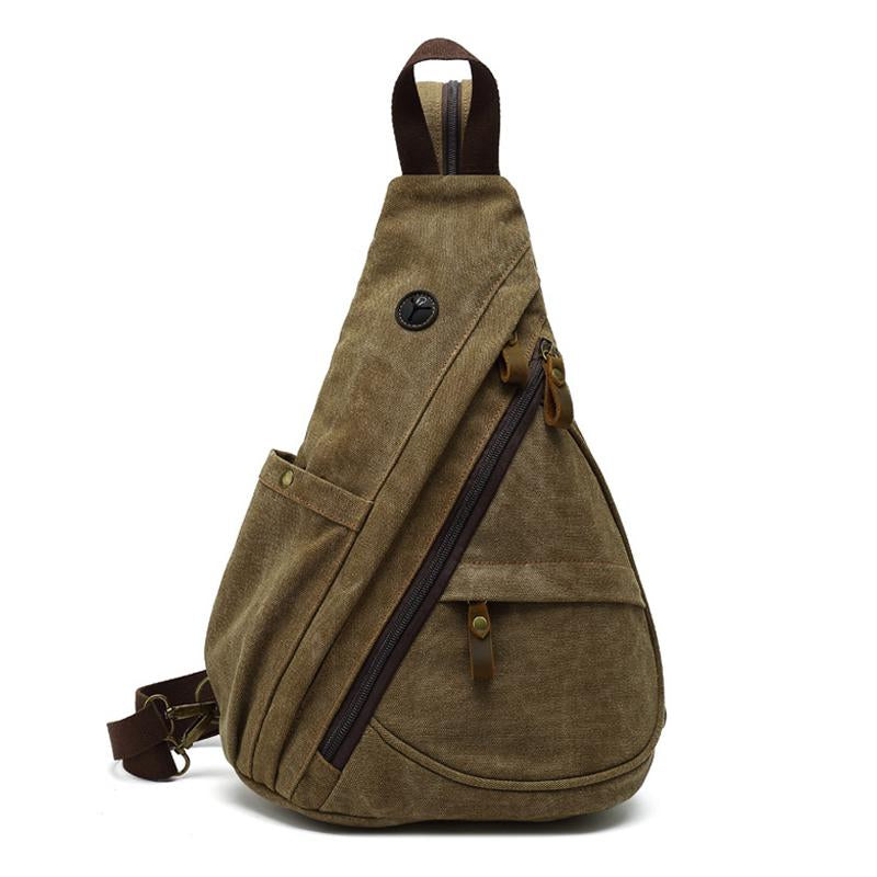 Men's Vine Canvas Solid Color Chest Bag