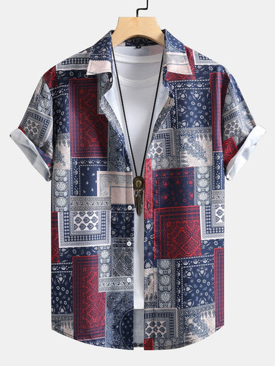 Ario® | Paisley Boder Print Button Up Shirt