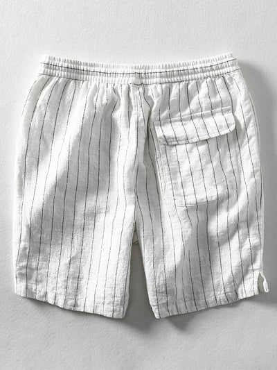 Barath® | Linen Cotton Blend Drawstring Striped Shorts