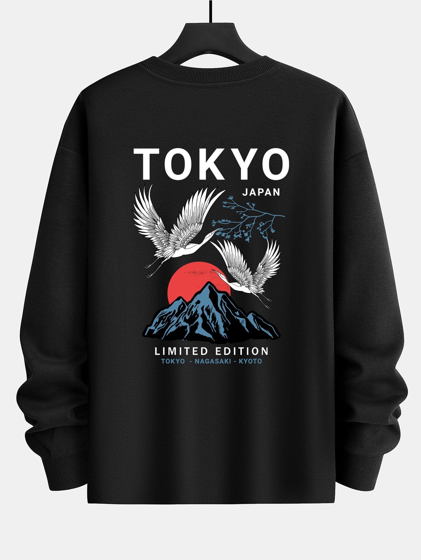 Luis® | Tokyo Crane Back Print Relax Fit Sweatshirt