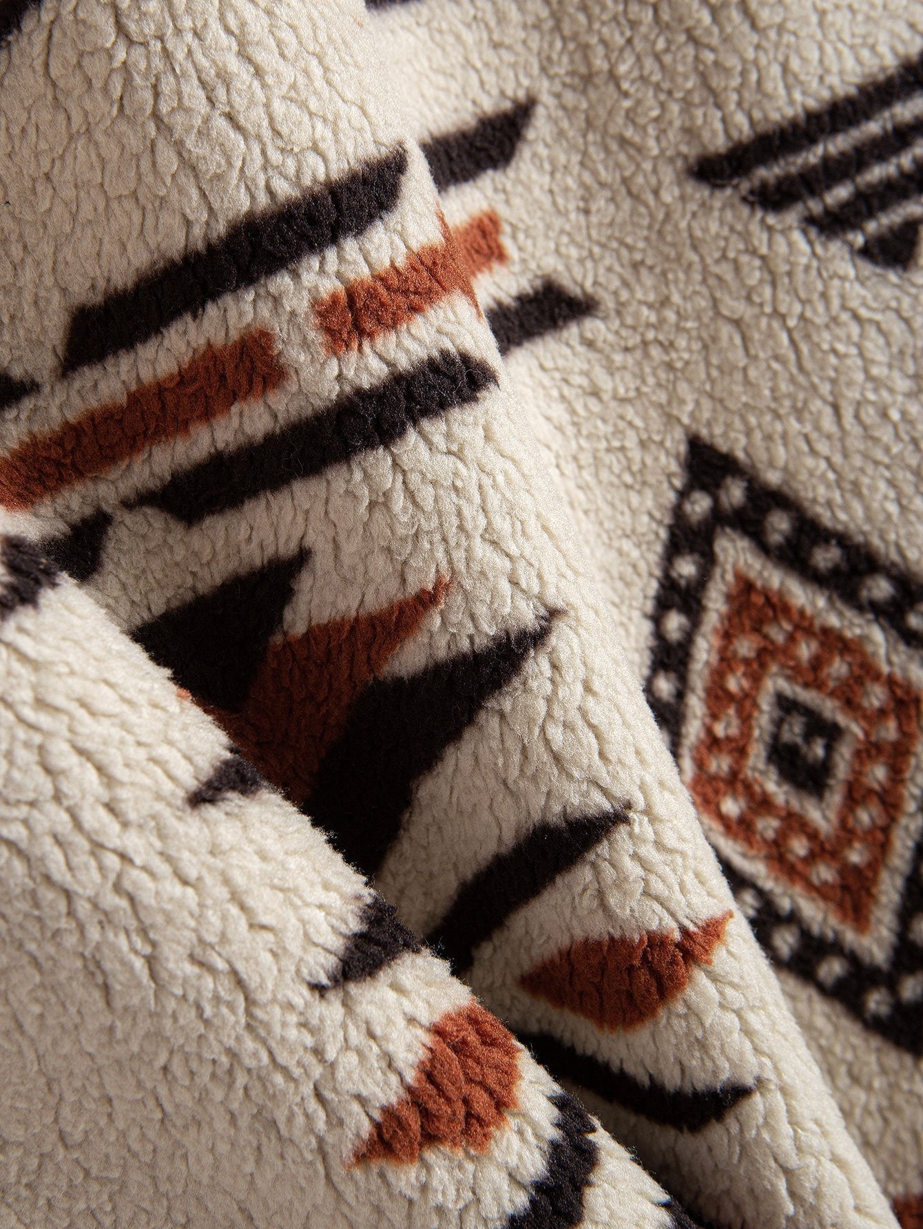 Alejandro | Aztec Print Patchwork Teddy Fleece Coat