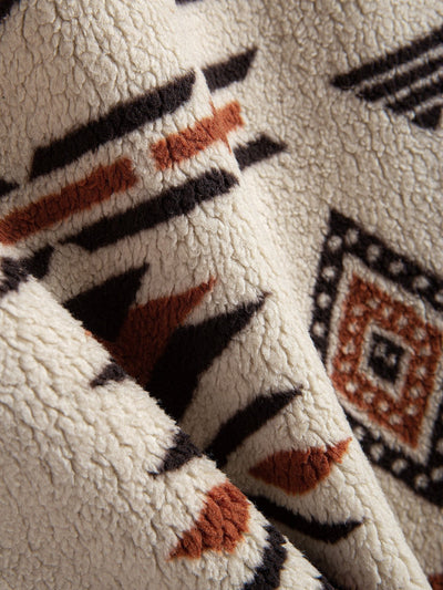 Alejandro | Aztec Print Patchwork Teddy Fleece Coat
