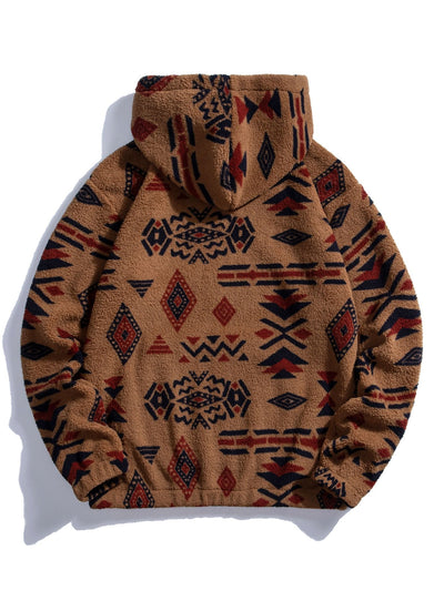 Frederick | Aztec Print Teddy Hoodie