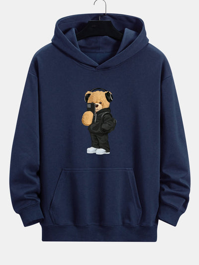 Henry | Fashion Bear Taking Photo Print Relax Fit Hoodie