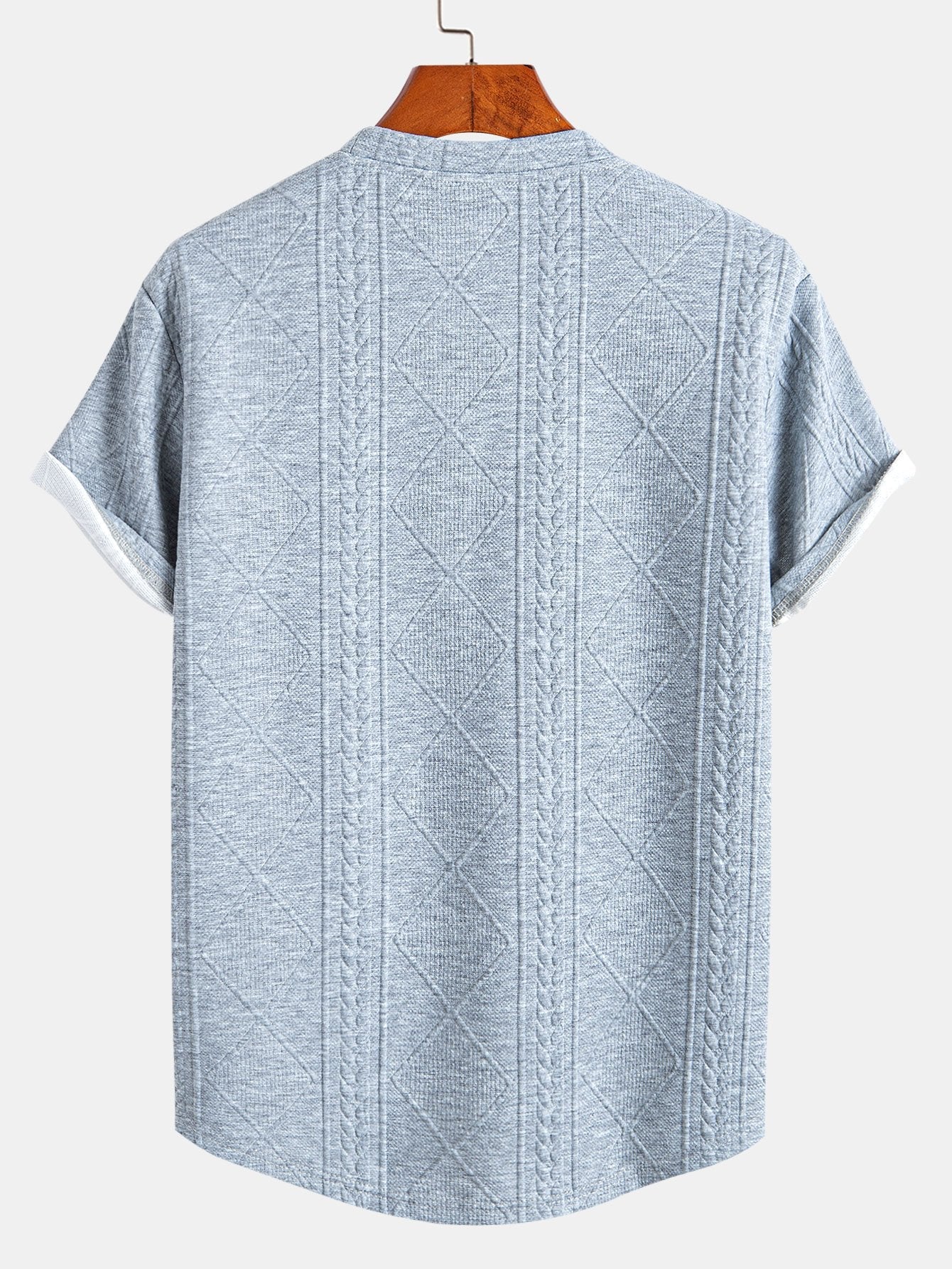 Donovan® | Short Sleeve Geometric Jacquard Arc Hem T-Shirt