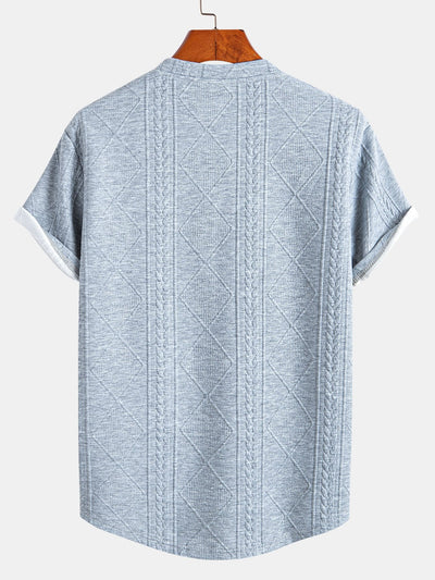Donovan® | Short Sleeve Geometric Jacquard Arc Hem T-Shirt