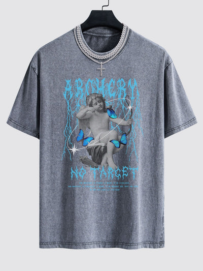 Isaac® | Character Slogan Print Washed Drop Shoulder Oversize T-Shirt