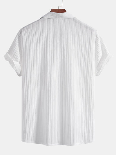 Aedan® | Striped Jacquard Cuban Collar Shirt & Straight Leg Pants