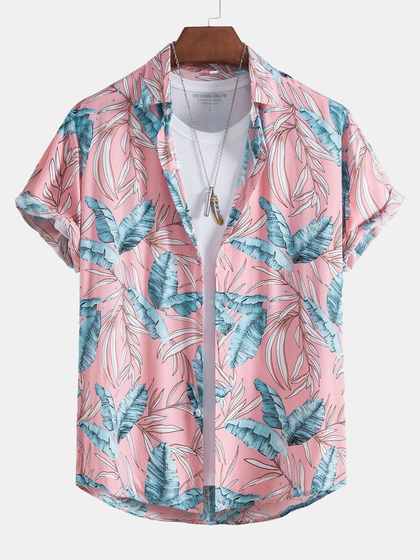 Zeus® | Viscose Tropical Print Button Up Shirt & Short Length Swim Shorts