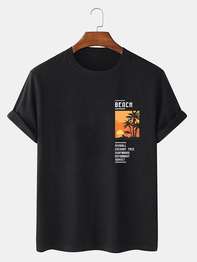 Alban® | Beach Scenery Slogan Print T-Shirt