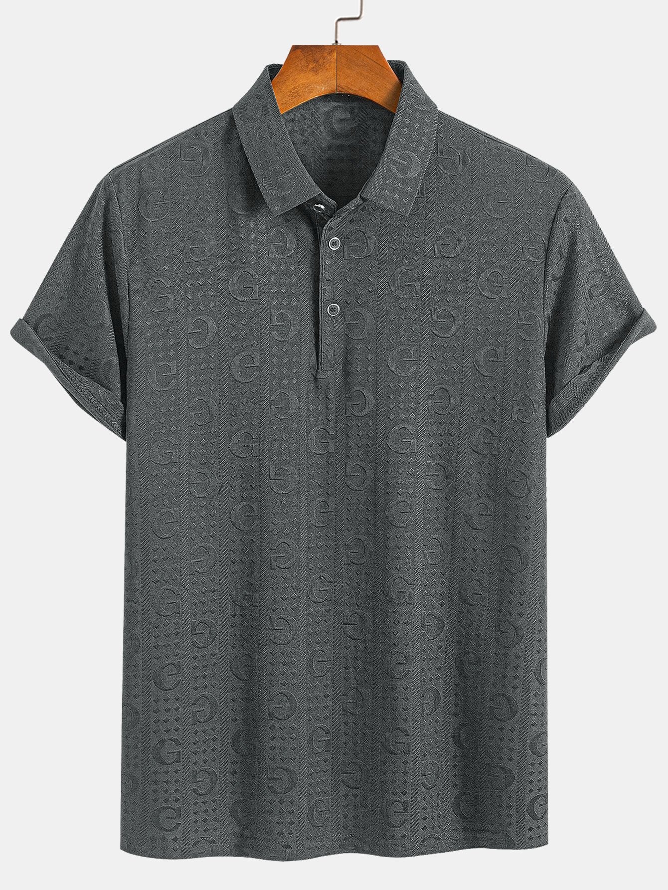 Cornelio® | Short Sleeve Knitted Letter Textured Polo