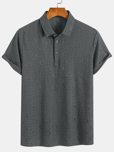 Cornelio® | Short Sleeve Knitted Letter Textured Polo