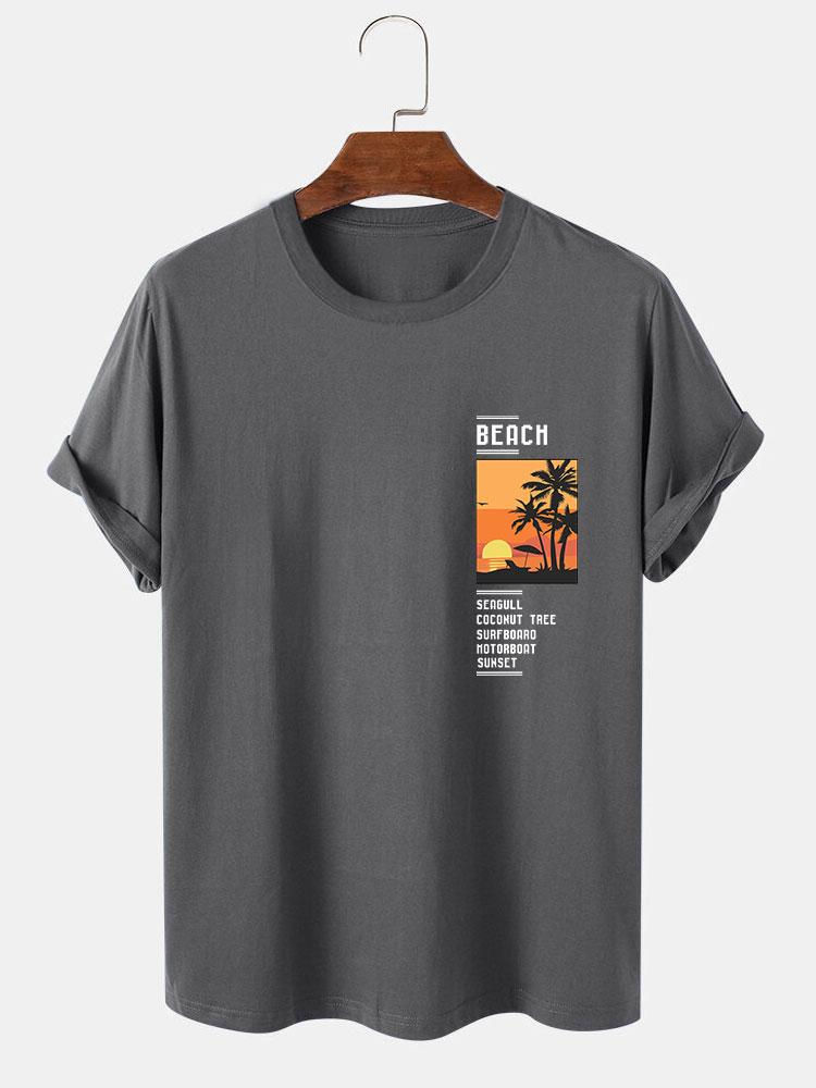 Alban® | Beach Scenery Slogan Print T-Shirt