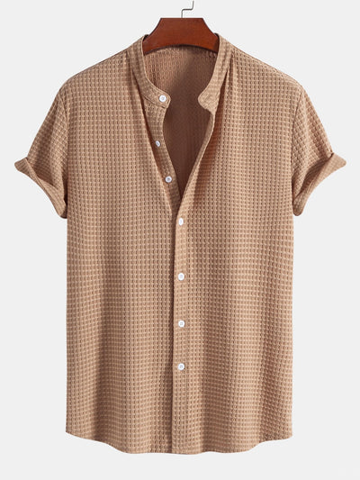 Carlos® | Muscle Fit Waffle Texture Stand Collar Shirt