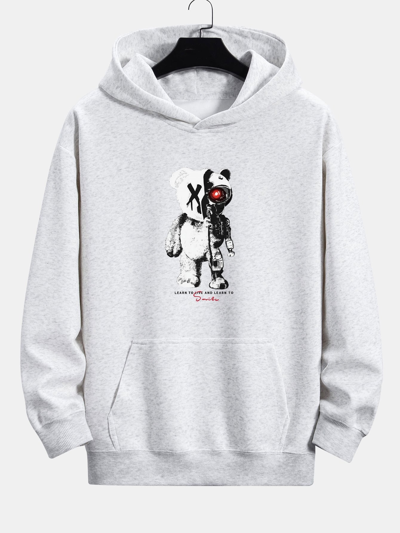 Tatum | Robot Bear Print Relax Fit Hoodie