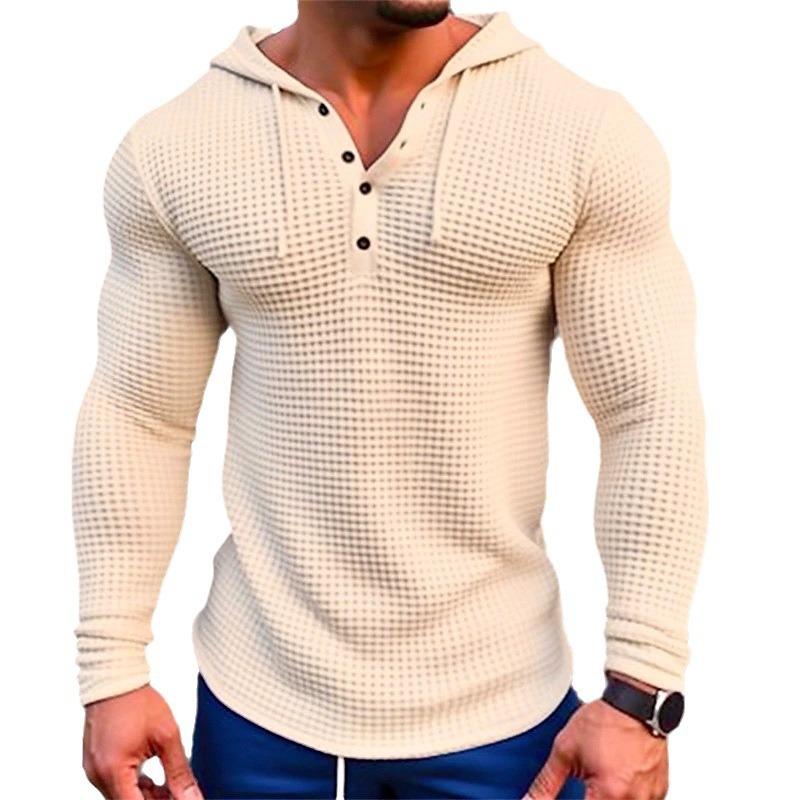 Beston® | Men's Solid Waffle Long Sleeve Casual Hoodie 80077688Z