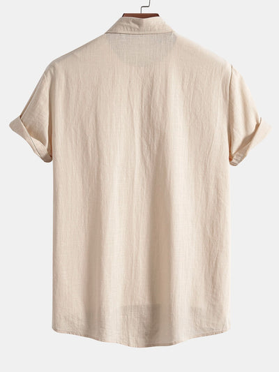 Arto® | Geometric Print Linen Look Shirt