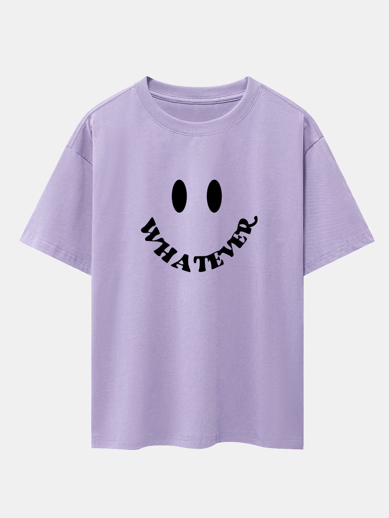 Andrés® | Smiley Face Slogan Print Drop Shoulder Oversize T-Shirt