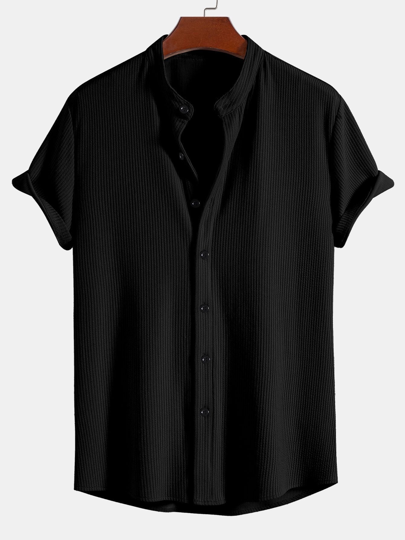 Don® | Muscle Fit Ribbed Mandarin Collar Shirt