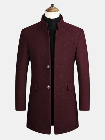 Logan | Stand Collar Woolen Overcoat