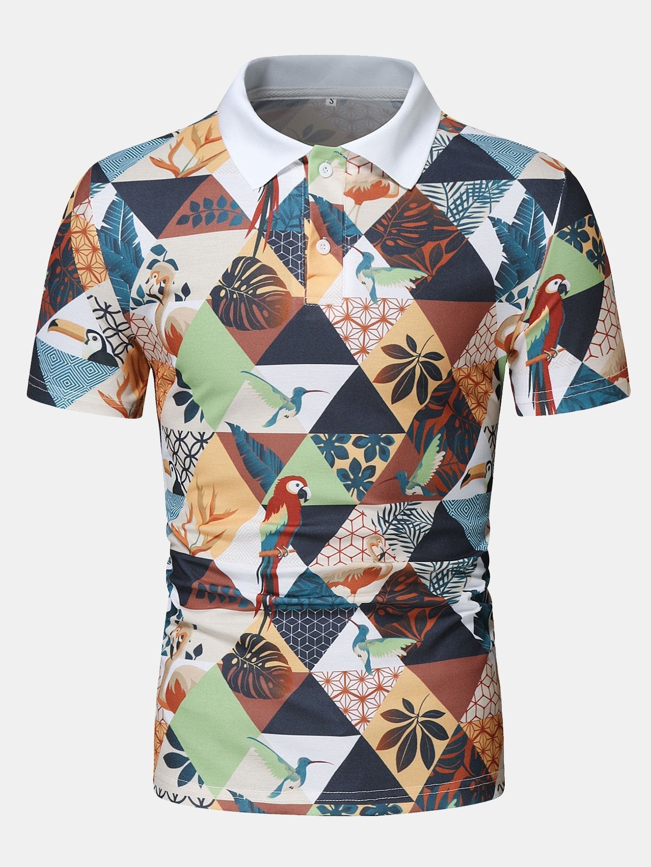 Edgardo® | Flamingo Tropical Print Polo Shirt
