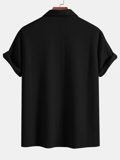 Apolinar® | Rhombus Geometric Jacquard Textured Cuban Shirt