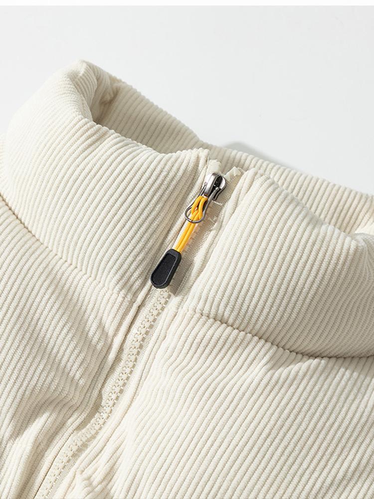 Cyrus | Funnel Neck Corduroy Puffer Coat