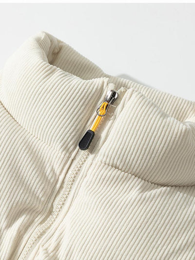 Cyrus | Funnel Neck Corduroy Puffer Coat