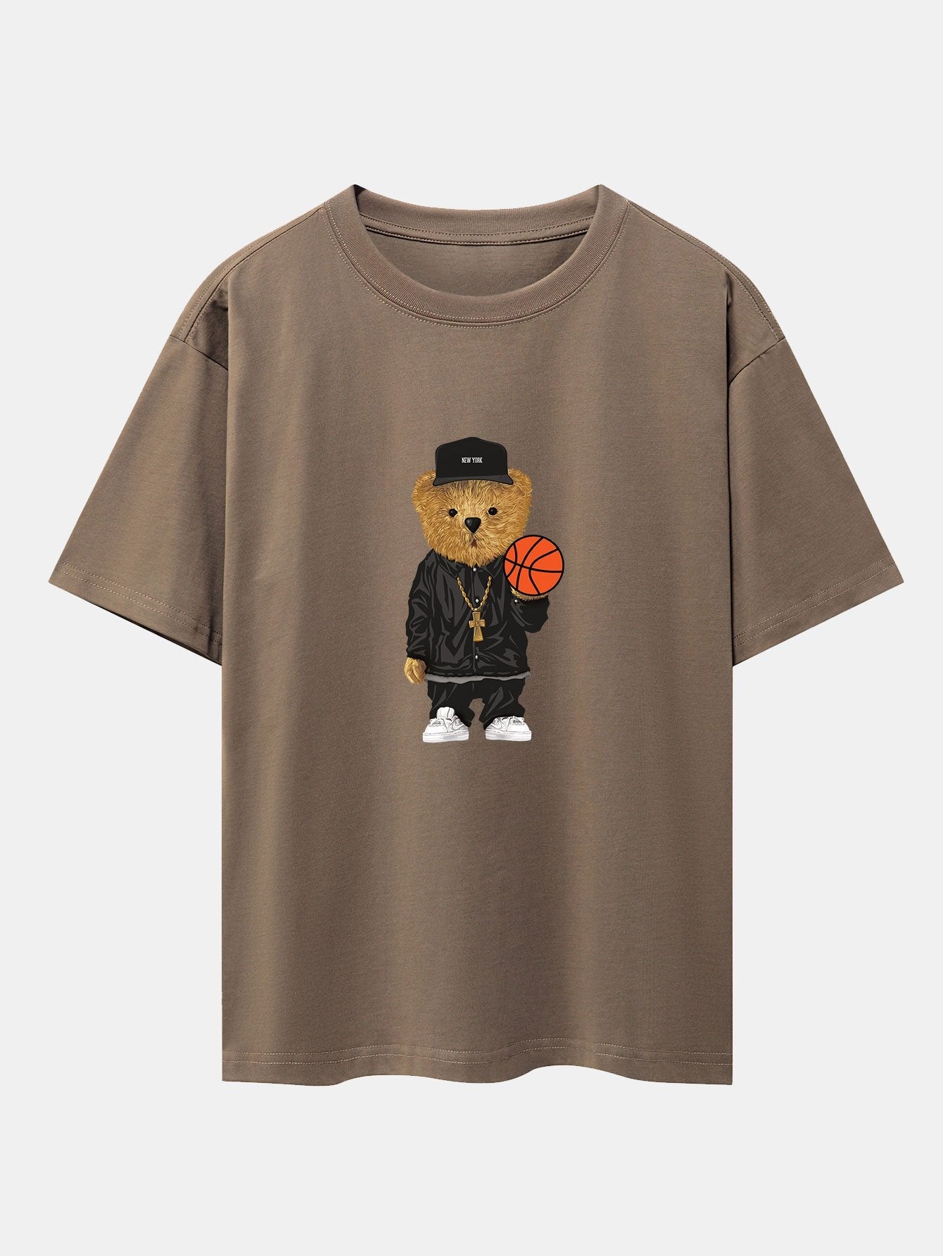 Sebastián® | Basketball Bear Print Drop Shoulder Oversize T-Shirt