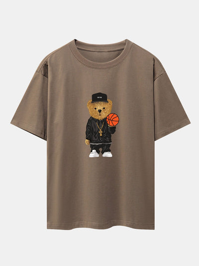 Sebastián® | Basketball Bear Print Drop Shoulder Oversize T-Shirt