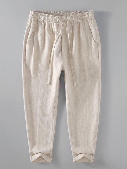 Jacinto® | Striped Linen Cotton Blend Cropped Pants