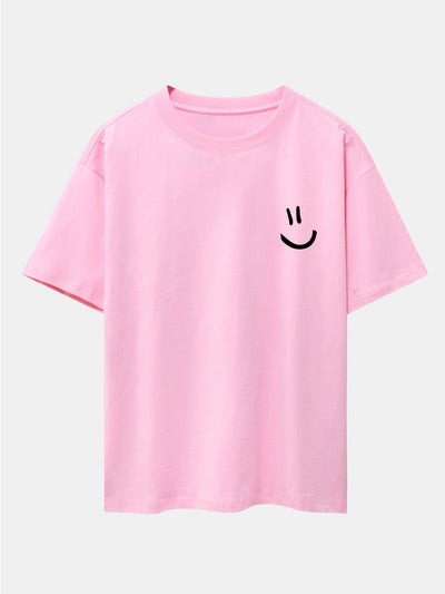 Adney® | 3 Pieces Smiley Face Print Drop Shoulder Oversize T-Shirts