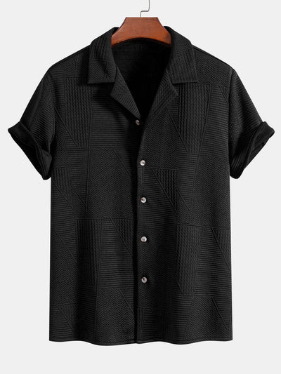 Vlad® | Geometric Style: Short Sleeve Cuban Shirt With Geometric Texture
