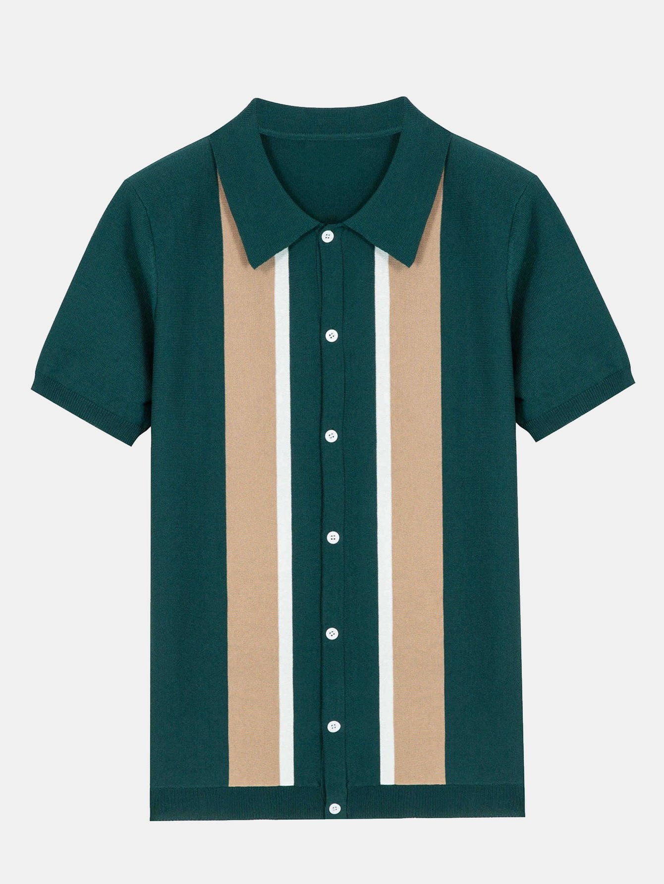 Jasper | Striped Short Sleeve Button Up Sweater Polo