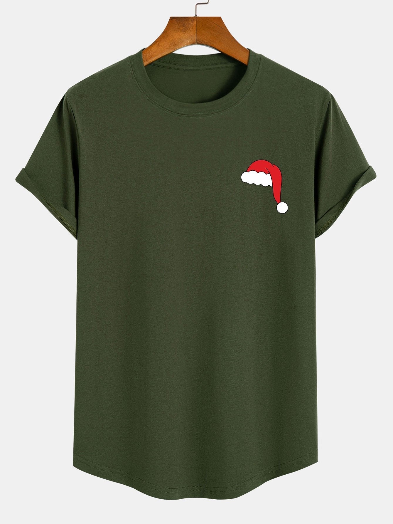 Alcides® | Santa Hat Print Cotton Arc Hem T-Shirt