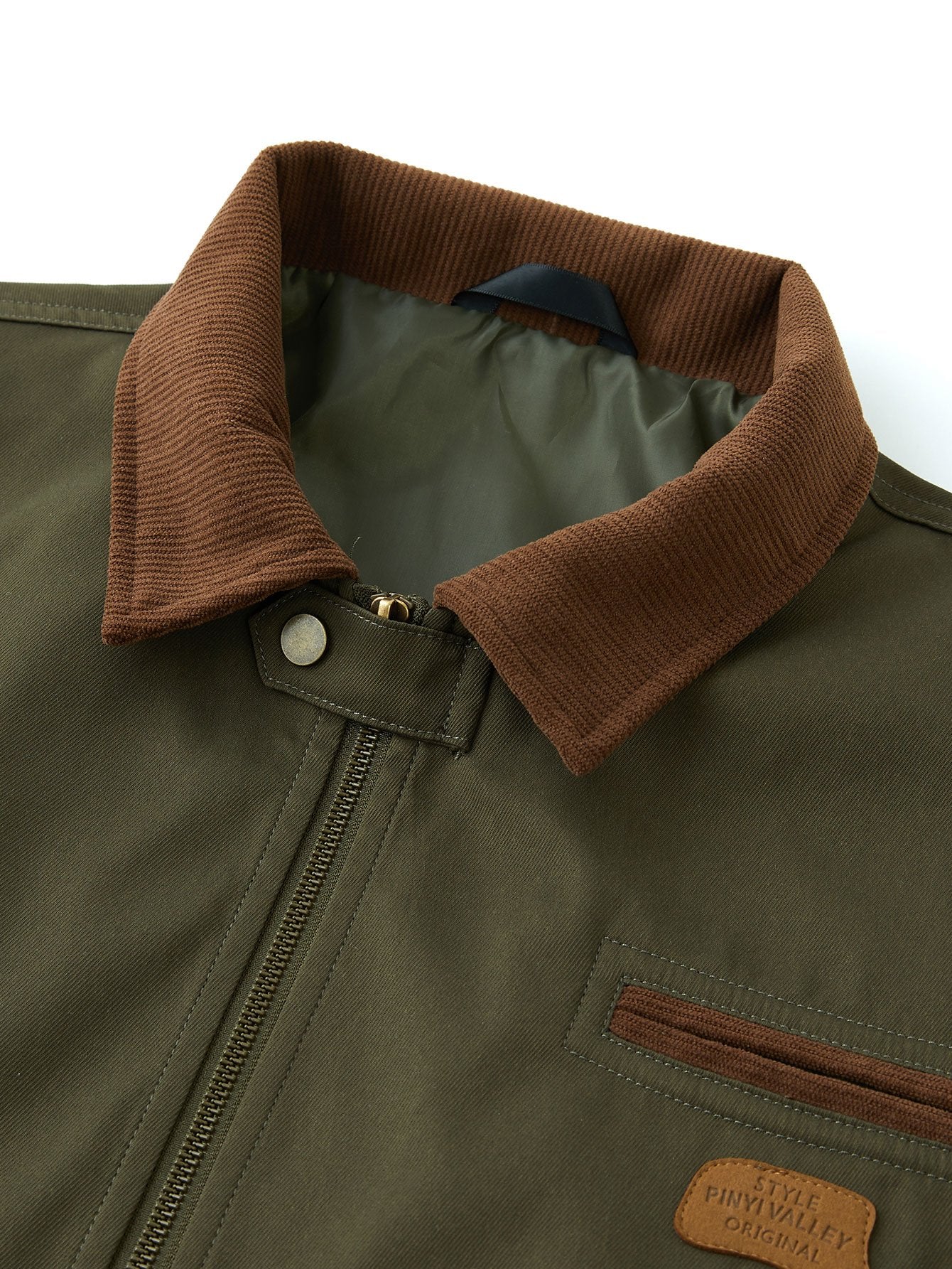 Kian | Corduroy Collar Zip Up Jacket