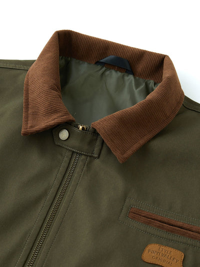 Kian | Corduroy Collar Zip Up Jacket