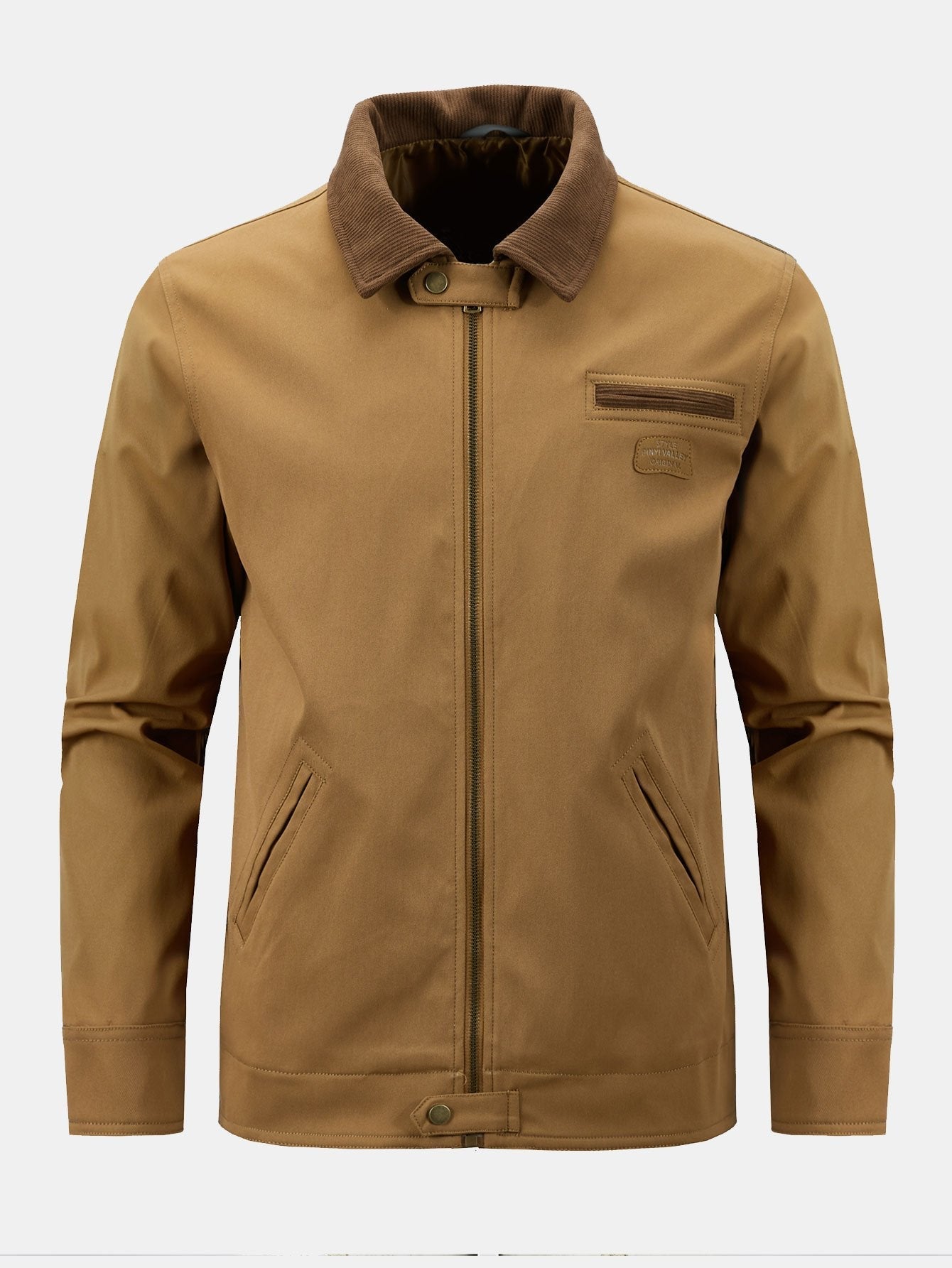 Kian | Corduroy Collar Zip Up Jacket