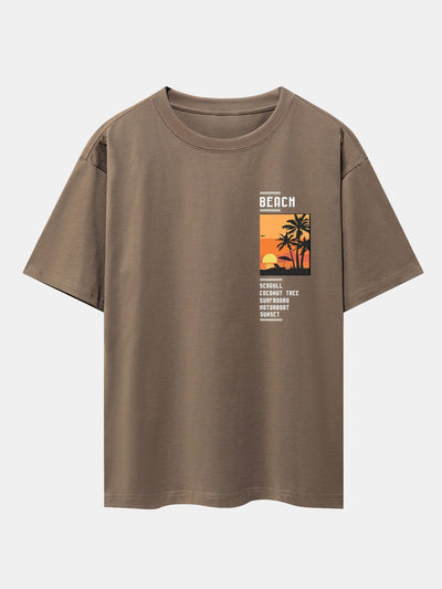 Tobías® | Beach Scenery Slogan Print Drop Shoulder Oversize T-Shirt