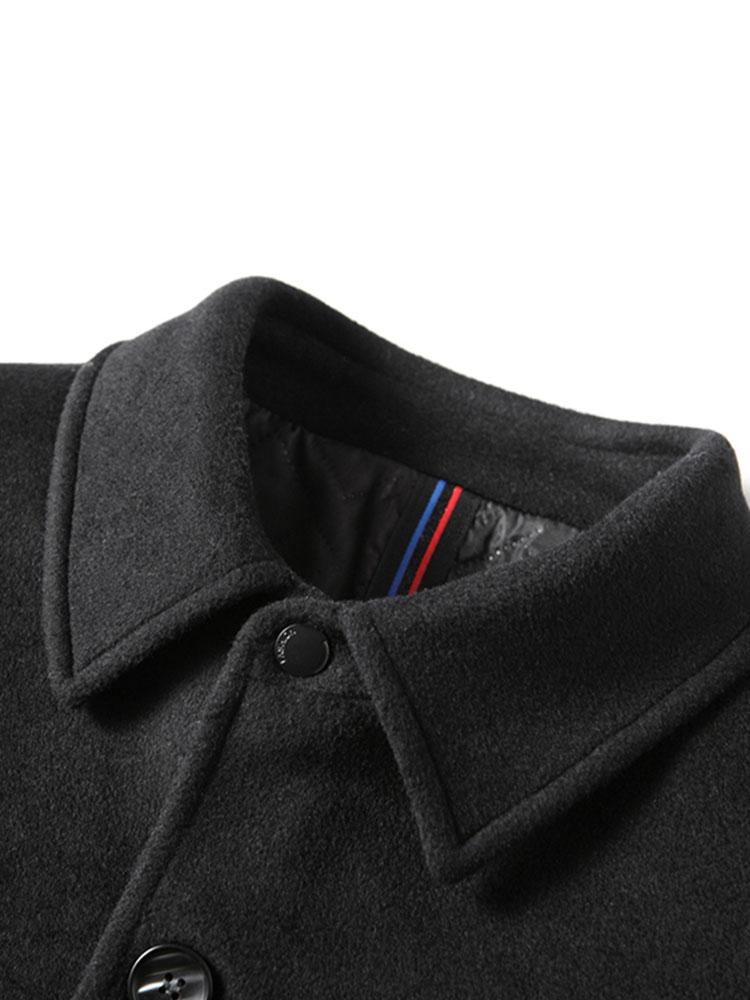 Stone | Quilted Lined Wool Blend Lapel Overcoat