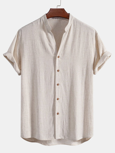 Ruben® | V Neck Linen Rayon Blend Shirt & Straight Leg Linen Pants