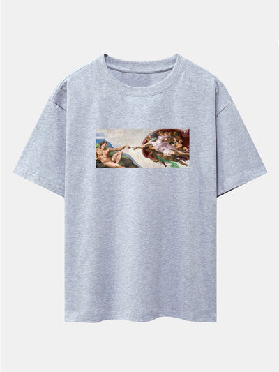Jimmy® | The Creation Of Adam Print Drop Shoulder Oversize T-Shirt