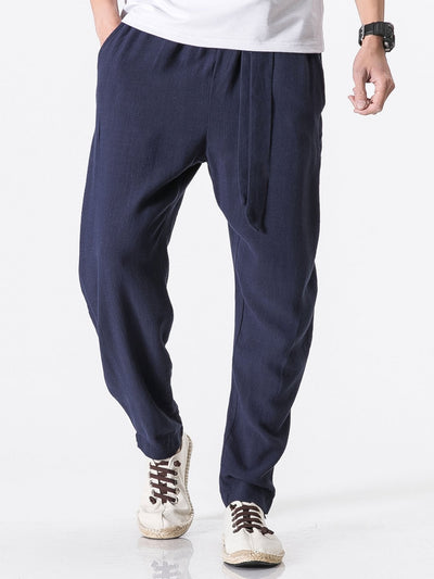 Judas® | Detachable Belt Relax Fit Linen And Cotton Blend Harem Pants