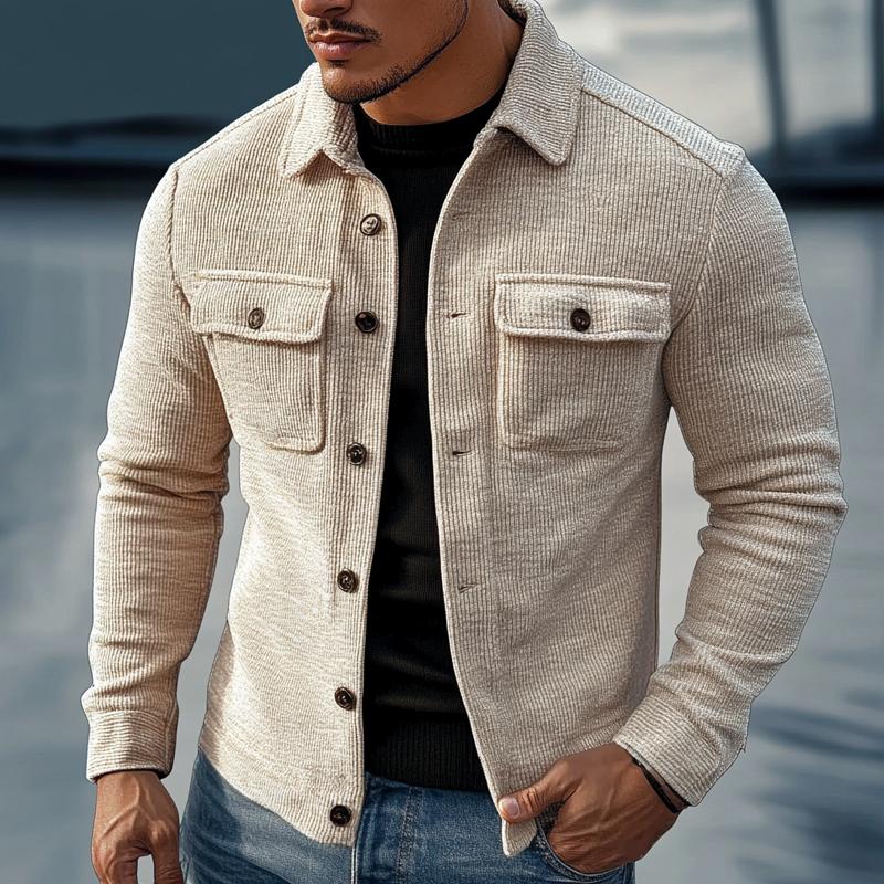 Men's Vine Striped Textred Lapel Jacket