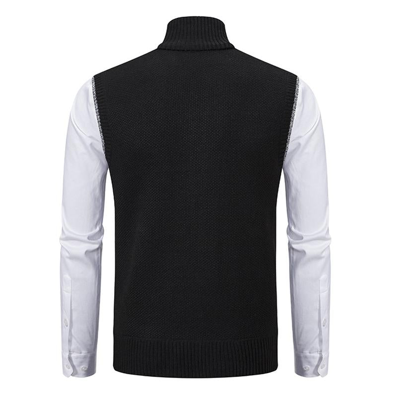 Men's Casal Solid Color Stand Collar Sleevelessnitted Vest
