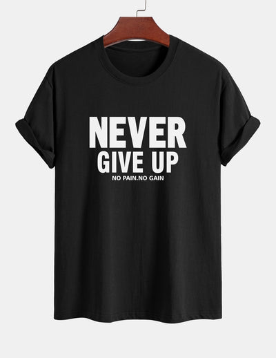 Ubaldo® | Never Give Up Print Cotton T-Shirt