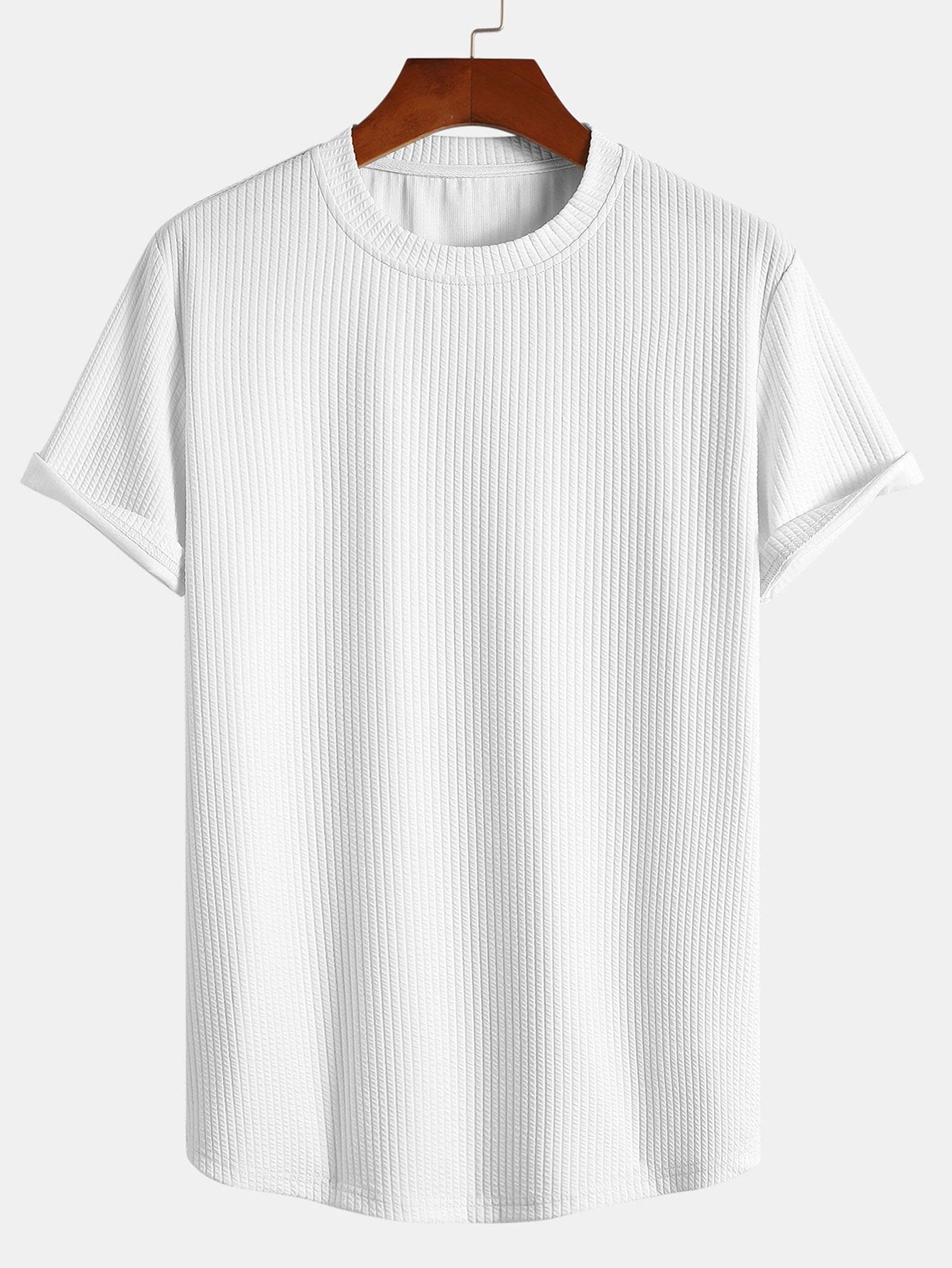 Adán® | Muscle Fit Ribbed Arc Hem T-Shirt