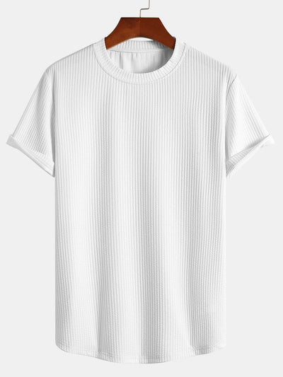 Adán® | Muscle Fit Ribbed Arc Hem T-Shirt